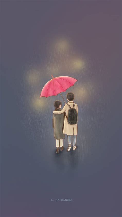 Anime couple rain HD phone wallpaper | Pxfuel