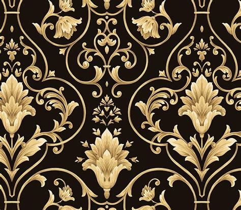 Black and Gold Architectural Damask Wallpaper - not sure I'd commit to ...