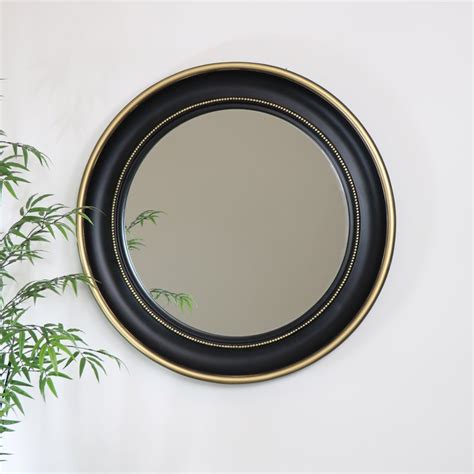 Round Black & Gold Wall Mirror 90cm x 90cm