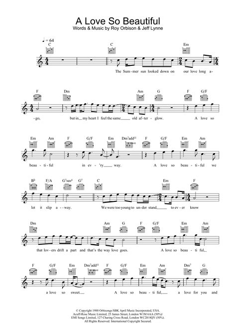 Roy Orbison - A Love So Beautiful at Stanton's Sheet Music