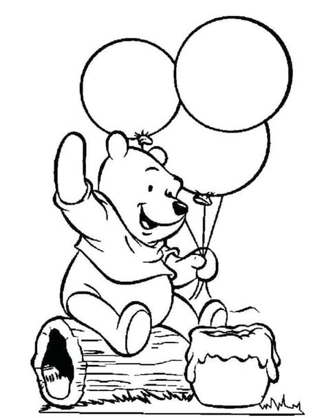 Winnie The Pooh Balloon Coloring Pages | Bear coloring pages, Cartoon ...