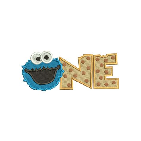 One Cookie Monster Sesame Street Filled Embroidery