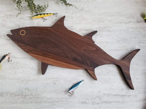 Serving Board Fish Shape Coastal Fish Decor Walnut Wood - Etsy