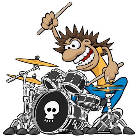 Wild Drummer Playing Drum Set Cartoon Vector Illustration 373217 Vector ...