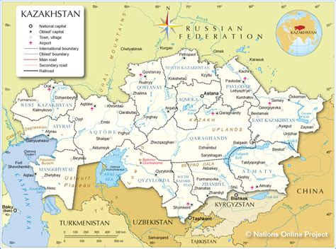 Administrative Map of Kazakhstan - Nations Online Project