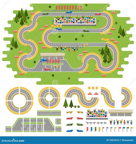 Race Track Curve Road Cartoon Vector | CartoonDealer.com #83082479