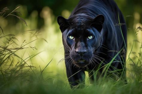 Black Panther Stalking Prey, AI Generated Stock Illustration ...