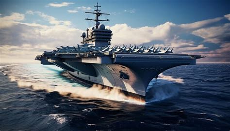 Premium AI Image | Carrier based aircraft launches and takes off