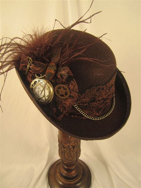 steam punk hats women | STEAMPUNK ladies felt DERBY HAT brown with pocket by EmilyWayHats, $77 ...