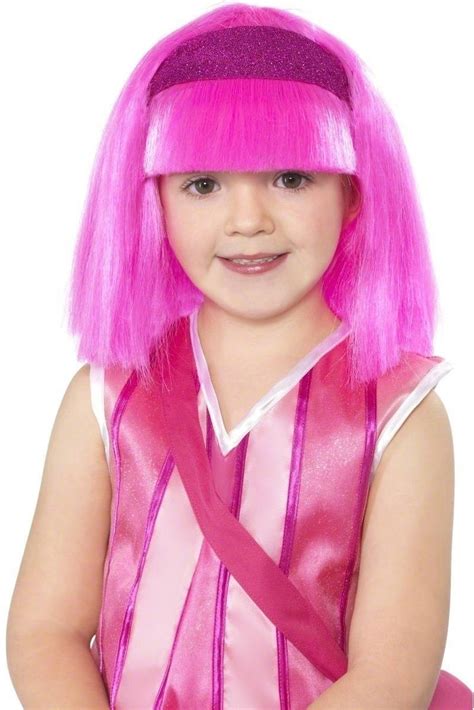 Lazy Town Stephanie Wig Kids Fancy Dress Girls (Cartoon , Tv) - Pink