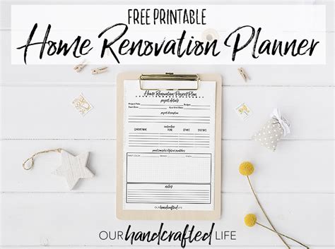 Home Renovation Planner - Free Printable DIY Home Reno Project Planner - Our Handcrafted Life