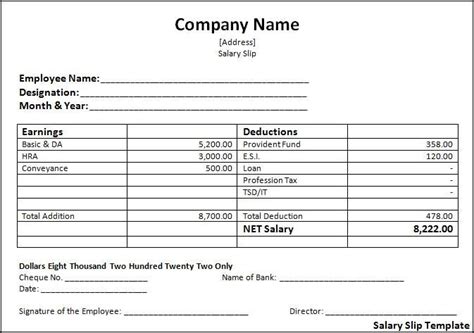 Salary Slip Template Free Printable Word Templates In Printable Salary Proposal Template ...