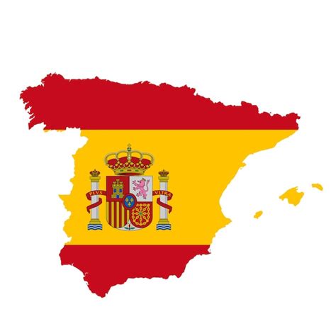 Premium Photo | Spain flag map country outline with national flag