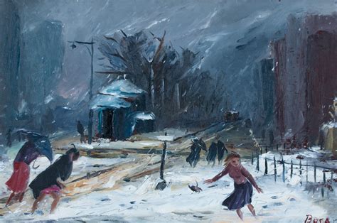 Louis Bosa - Snow Storm, New York City | Inventory | WOLFS Fine Paintings and Sculpture