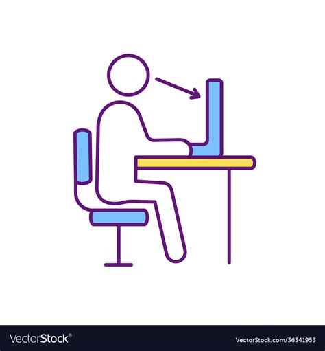 Workplace ergonomics rgb color icon Royalty Free Vector