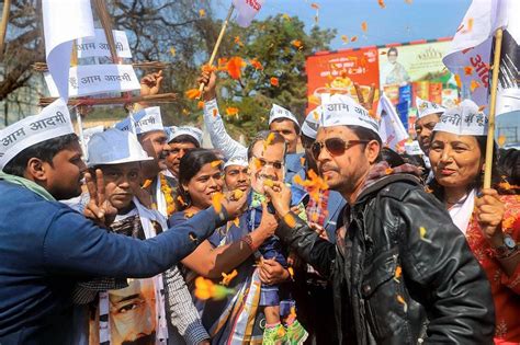 Aam Aadmi Party celebrates sweeping victory in Delhi, Aam Aadmi Party celebrates sweeping victory