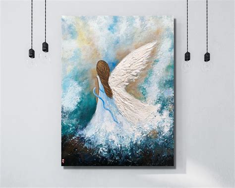 Original Angel Painting Angel Painting on Canvas Guardian - Etsy