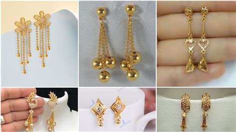 Latest Light weight Gold earrings Designs/ Simple Daily Wear Earrings ...