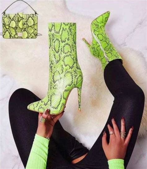 Snake Skin Boots With Matching Handbags Size 10 U.S. Lime Green - Etsy