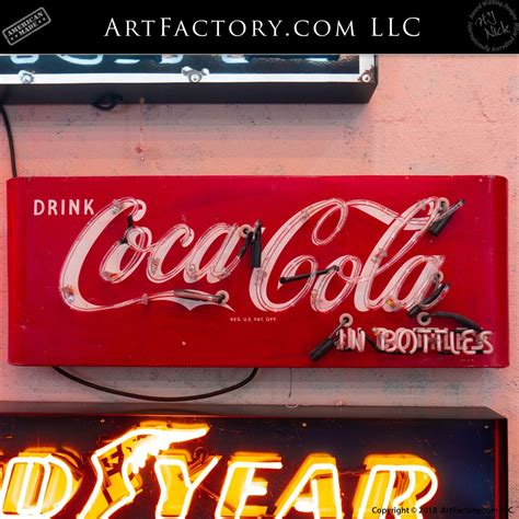 Vintage Neon Coke Sign: "Drink Coca-Cola In Bottles" Genuine Porcelain