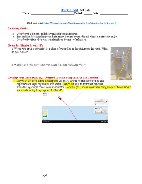 Kami Export - Unit 5 Phet lab Bending Light Student worksheet - page 1 ...