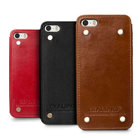 For iphone 5& 5s case QIALINO Genuine Leather Case Stylish slim leather back case for apple ...