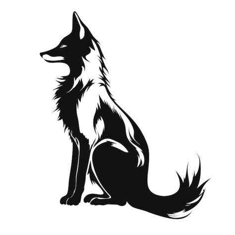 Premium AI Image | A silhouette black and white wolf sitting down