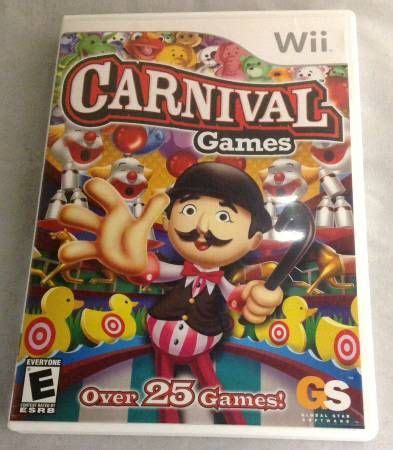 the game cover for carnival funfair games over 25 games, with an animated character