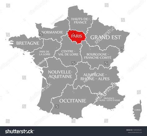 Paris Red Highlighted Map France Stock Illustration 1509305291 ...