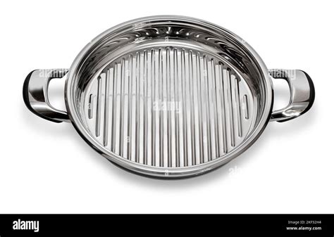 Stainless steel Grill pan isolated on white with clipping path Stock ...