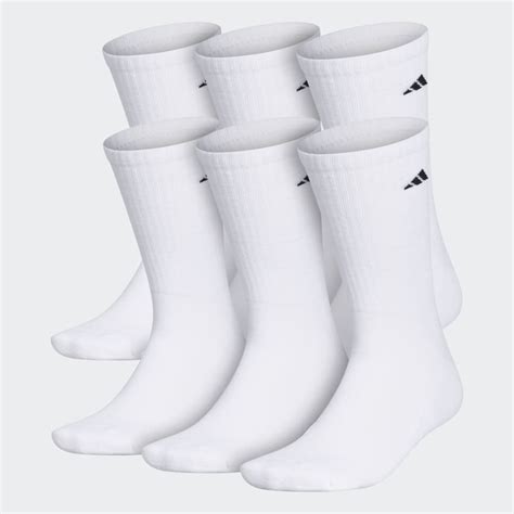 adidas Men's Athletic Cushioned Crew Socks 6 Pairs - White | Free ...