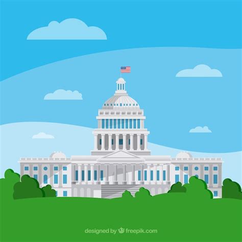 Us congress building with flat design | Free Vector