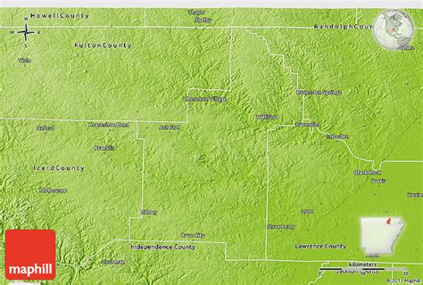 Physical 3D Map of Sharp County