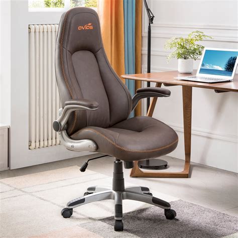 ovios Ergonomic Office Chair,Modern Computer Desk Chair,high Back Leather Desk Chair with Lumbar ...