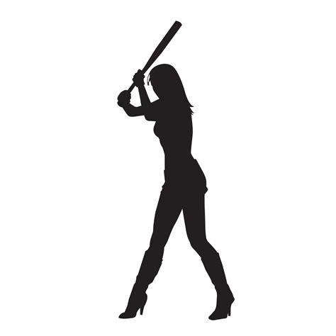 silhouette of a female baseball batter. silhouette of a baseball girl ...