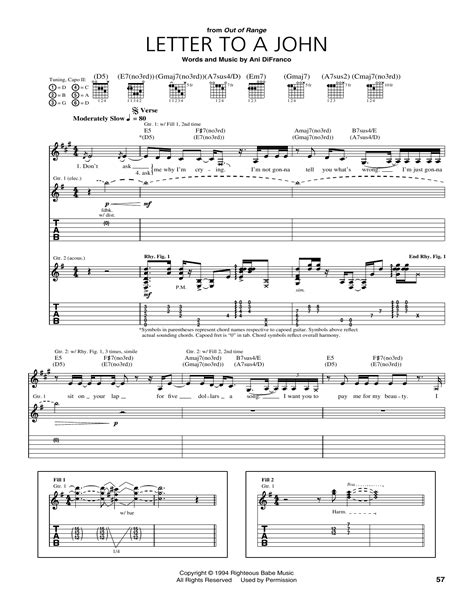 Letter To A John by Ani DiFranco - Guitar Tab - Guitar Instructor