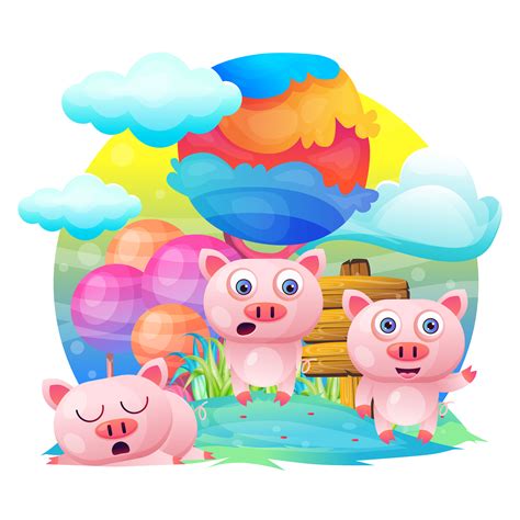 Greeting card Cute Cartoon pig 688579 Vector Art at Vecteezy