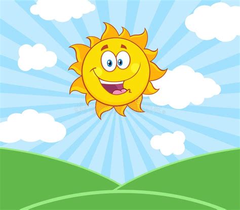 Smiling Summer Sun Cartoon Mascot Character. Vector Illustration Stock Illustration ...