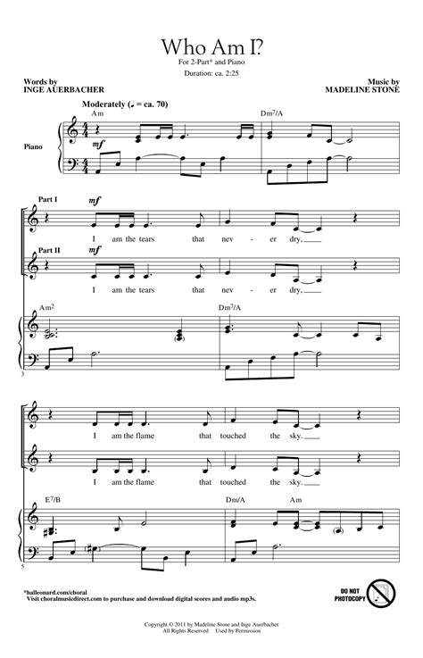 Madeline Stone "Who Am I?" Sheet Music & Chords | Download 7-Page Printable PDF 2-Part Choir ...