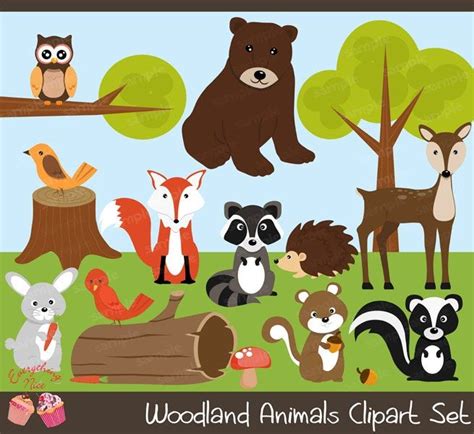 Wood Land Animals Clipart Set - Etsy | Woodland animal art, Animal ...