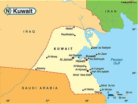 Kuwait Map - TravelsFinders.Com