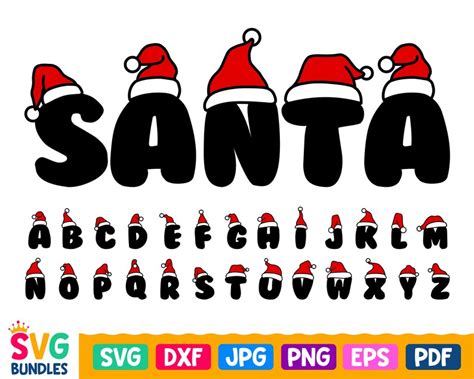 Christmas Font Svg Letters With Santa Hat Svg Cuttable | Etsy