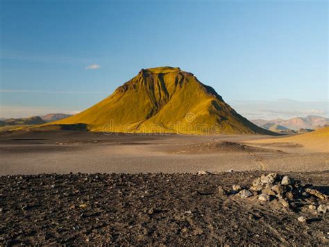 Green Hills and Black Rocky Ground of Icelandic Highlands Along Laugavegur Hiking Trail, Iceland ...