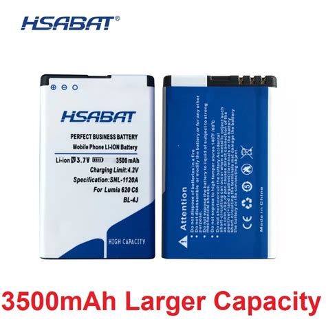 HSABAT BL 4J 3500mAh Battery for Nokia Lumia 620 Battery C6 C6 00 ...