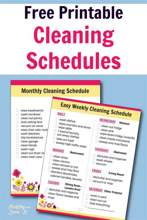 Free Printable Cleaning Schedule - Daily, Weekly, and Monthly Checklists