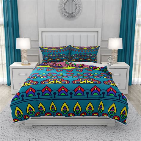 Turquoise Boho Comforter Duvet Cover Pillow Shams Boho - Etsy