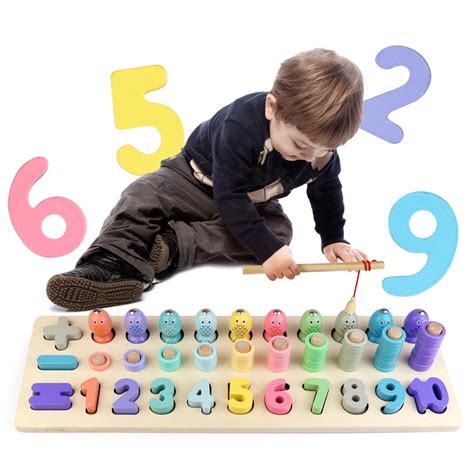 Wooden Montessori Math Puzzle Toys for Toddlers, Girls, and Boys, Shape Sorter Game for Age 2 to ...