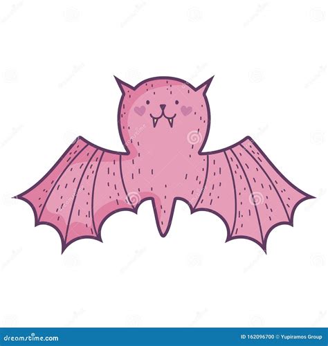 Happy Halloween Celebration Pink Bat with Open Wings Stock Vector - Illustration of night, cute ...