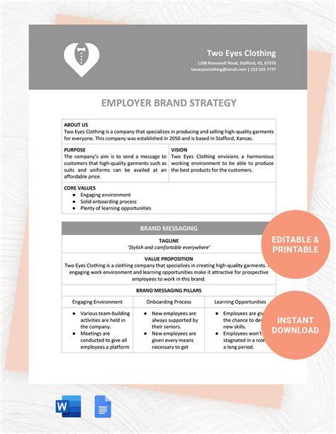 Employer Brand Strategy Template in Word, Google Docs - Download | Template.net