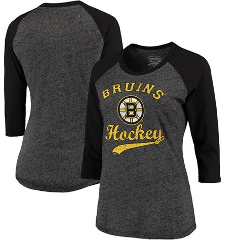 Women's Boston Bruins Majestic Threads Heathered Black Softhand Three ...